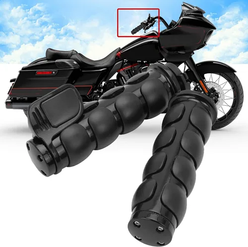 Vista 8 de Empuñaduras negras de manillar de motocicleta de 1 pulgada con acelerador compatible con Sportster 883 Street Bike Dirt Bike Cruiser y Chopper