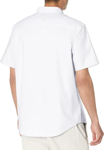 Vista 2 de Calvin Klein Men's Stretch Cotton Monogram Logo Short Sleeve Button Down Shirt