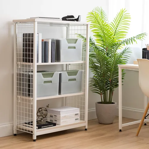 Vista 4 de IRIS USA Paquete de 6 cajas de archivos de escritorio pequeñas con tapa Transparente