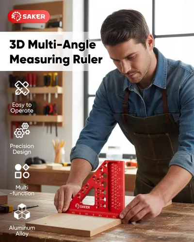 Vista 6 de Herramienta cuadrada de medición de múltiples ángulos Saker 3D, cuadrado