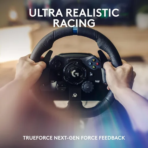 Vista 4 de Logitech G923 - Volante de carreras y pedales, respuesta de fuerza TRUEFORCE, cuero genuino + Logitech G Driving Force Shifter - Xbox XS, Xbox One