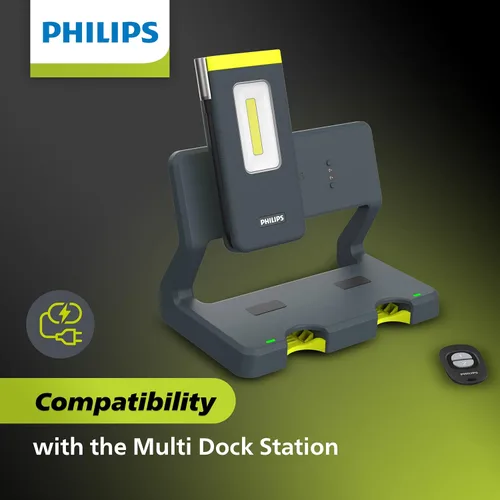 Vista 5 de Philips Xperion 6000 Luz de trabajo LED recargable de bolsillo, linterna de mano profesional de 300 lúmenes con base magnética y gancho
