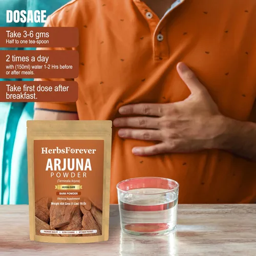 Vista 5 de HerbsForever Arjuna Powder – Terminalia Arjuna – Sin OMG, Orgánico, Vegano – 454 GMS