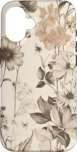 Vista 32 de Aesthetic Minimalist Wildflowers Women Floral Neutral Cream Case for iPhone 17
