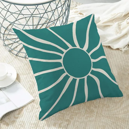 Vista 4 de BETGINY Fundas de almohada de verano para exteriores de 16 x 16 pulgadas, 2 unidades, color aguamarina, verde azulado, crema, sol, bohemio