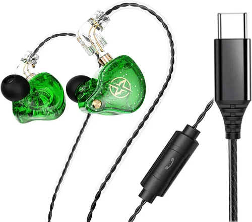 Vista 10 de FEDAI DX2 - Auriculares con monitor de oído, estéreo de alta fidelidad IEM, auriculares profesionales con aislamiento de ruido, auriculares Negro