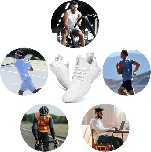 Vista 7 de QIJGS Zapatos deportivos de correr para hombre, para gimnasio, tenis, atléticos, de malla, ligeros, deportivos, a la moda, para entrenamiento