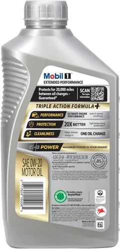 Vista 4 de Mobil 1 aceite de motor sintético completo de rendimiento extendido 0W-20, 1 cuarto de galón (paquete de 6)