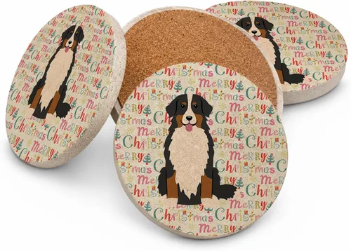 Vista 121 de Abyssinian Sand Terrier Merry Christmas - Posavasos grandes de piedra arenisca (4 unidades)