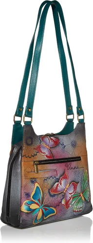 Vista 3 de Anna by Anuschka Obra de arte original pintada a mano, cuero auténtico, cartera de triple compartimento