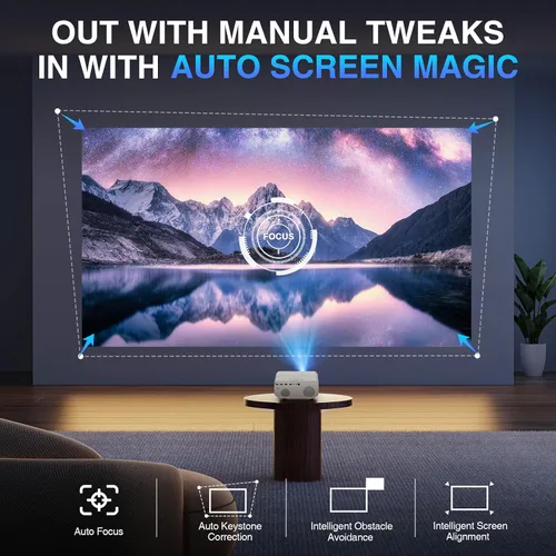 Vista 11 de [Enfoque Automático/Soporte 4K] Proyector con WiFi y Bluetooth, 700ANSI Nativo 1080P Proyector de Películas para Exteriores con Enfoque