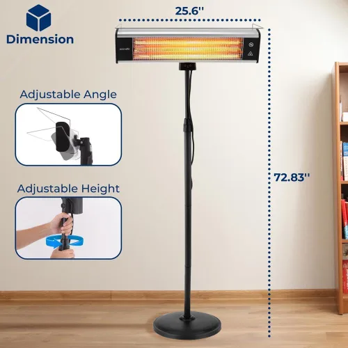 Vista 7 de SereneLife - Calentador de patio por infrarrojos, calentador eléctrico de patio para uso en interiores y exteriores, calentador de pie portátil