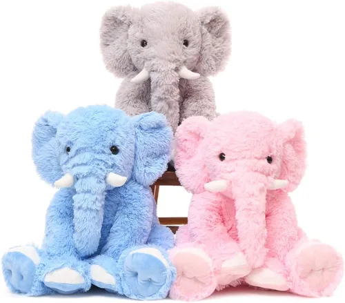 Vista 6 de MorisMos Animal de Peluche Elefante Grande, Compañero de Peluche Suave de Elefante de 19.6 Pulgadas, Regalos para Niñas y Niños, Azul