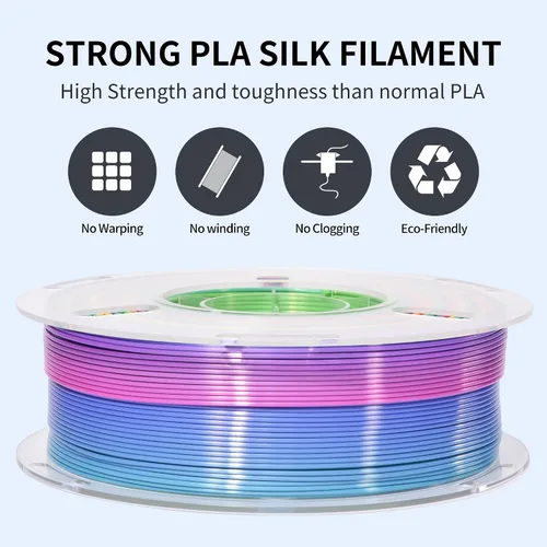 Vista 2 de Silk Rainbow 3D Printer Filament 1.75mm Multi-Color PLA Filament Fast Color Change Candy Color 3D Printing Filament, 1kg Spool Color caramelo