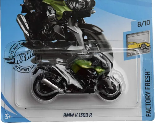 Vista 2 de Hot Wheels 2020 Factory Fresh BMW K 1300 R Motocicleta 65/250, negro y verde