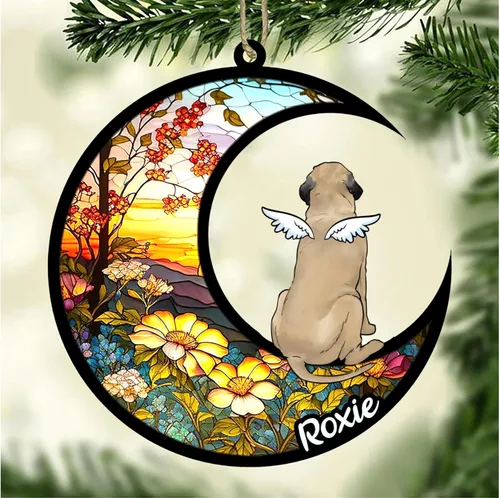Vista 546 de LOVELYPOD Adorno de Navidad personalizado para perro Basset Hound (marrón) Basset Hound (marrón) adorno para atrapasoles de perro, razas de perros