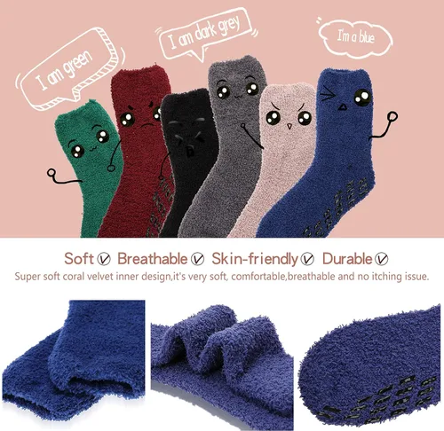 Vista 5 de EBMORE Womens Fuzzy Socks Slipper Fluffy Cozy Comfy Cabin Plush Warm Winter Sleep Home Soft Socks