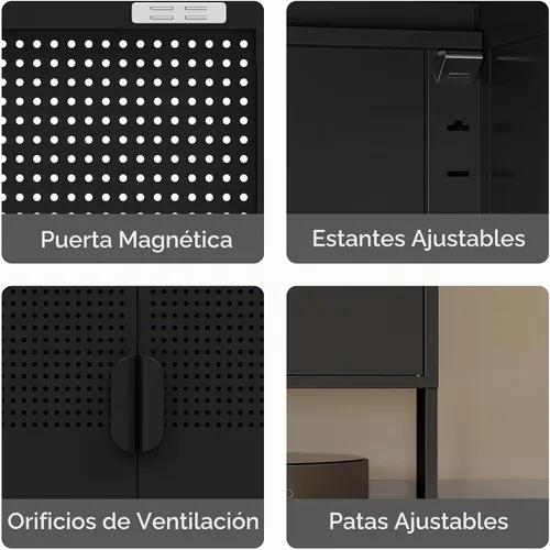 Vista 7 de COFaR Soporte de TV para televisores de hasta 75 pulgadas, consola multimedia de 40 pulgadas de largo con puertas de ventilación, centro de Negro
