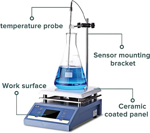 Vista 4 de Laboratory Heating Magnetic Stirrer, 3L Laboratory Dual Control Hotplate Magnetic Stirrer Mixer with Stir Bar