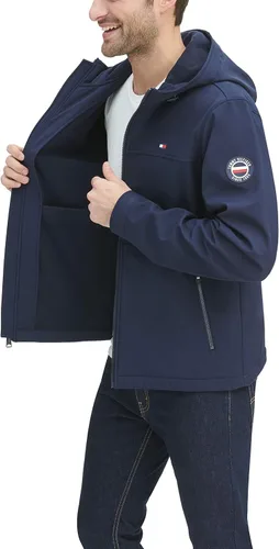 Vista 2 de Tommy Hilfiger Chaqueta con capucha resistente al agua Soft Shell para hombre