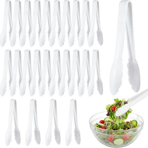 Vista 11 de Tessco for you 25 pinzas de plástico para servir a granel, pinzas desechables de plástico de 9 pulgadas, pinzas de ensalada resistentes para cocina