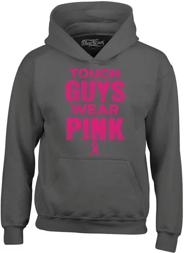 Vista 5 de shop4ever Tough Guys Wear Sudaderas rosas con capucha para concientizar sobre el cáncer de mama Negro