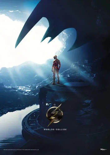Vista 10 de MIGHTYPRINT DC Comics - The Flash - Michael Keaton Batman Worlds Collide - Arte de pared duradero de 17 x 24 pulgadas, no hecho de papel