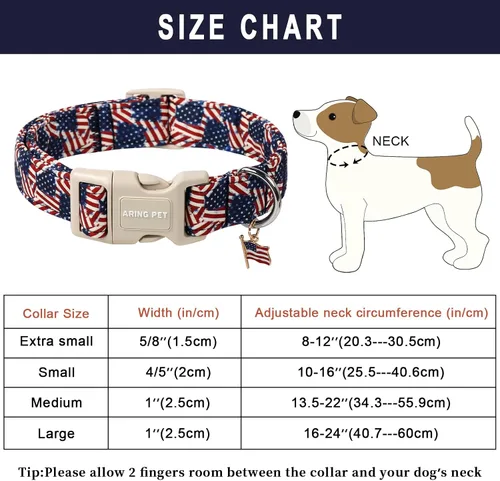Vista 343 de Aring Pet Collar de algodón, ligero y ajustable, con hebilla de liberación rápida, para perros pequeños, medianos y grandes, para cachorros, S, Hoja