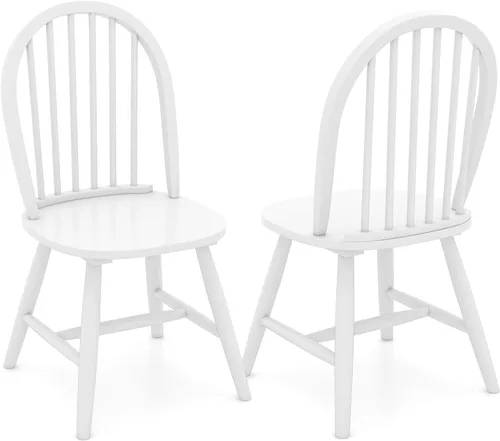 Vista 10 de Juego de 2 sillas de comedor de roble de 18 pulgadas, sillas Windsor de madera con respaldo de husillo para isla de cocina de campo