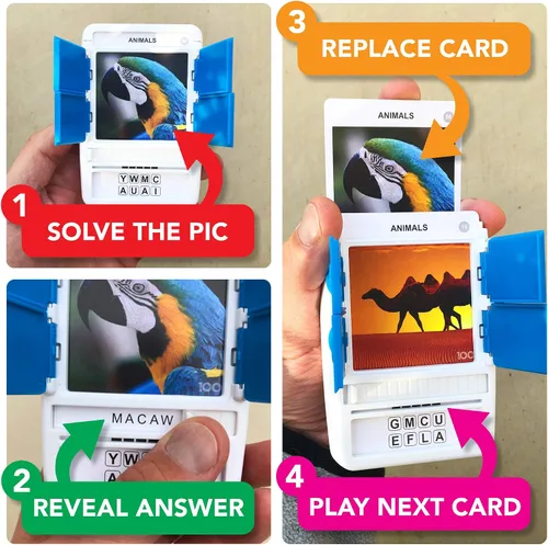 Vista 6 de 100 PICS Animals - Juego de tarjetas didácticas de viaje, adivina 100 animales, estuche revela-tarjetas, para adultos y niños a partir de 6 años