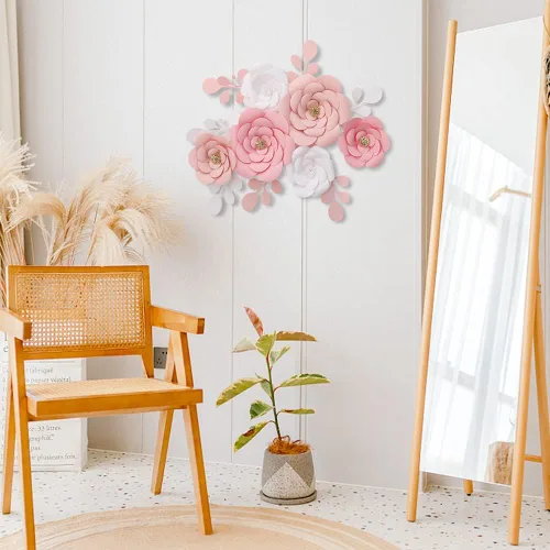 Vista 3 de Gukasxi Decoración de flores de papel 3D para pared, flor artificial 3D para centro de mesa de boda, despedida de soltera, fiesta de cumpleaños