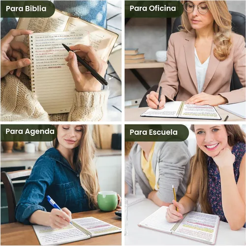 Vista 7 de Cuaderno rayado en espiral para mujeres y hombres, 140 páginas, cuaderno de tapa dura con rayas universitarias para trabajo y toma de notas, diarios