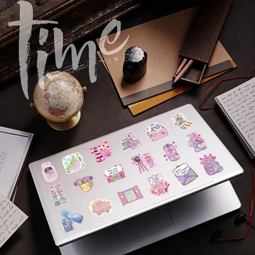 Vista 5 de 100 calcomanías holográficas inspiradoras para niñas y mujeres, palabras motivacionales positivas para botellas de agua, diario, álbumes
