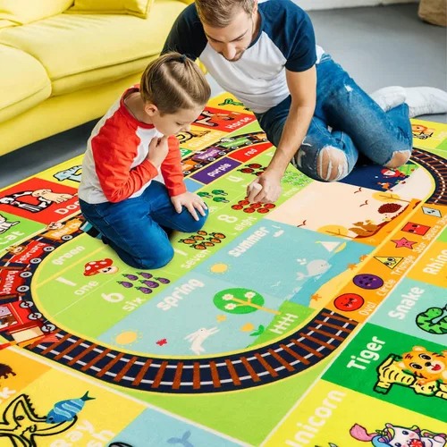Vista 6 de ABC Alfombra para Niños para Sala de Juegos 59"×39.4" Tapete de Juego para Bebé Alfombra del Alfabeto Alfombra de Animales Números Formas Alfombra