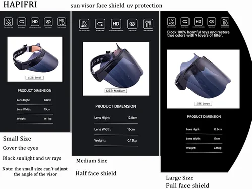 Vista 3 de Protector facial con protección UV, visera facial unisex para hombres y mujeres, deportes al aire libre, conducción, UPF 70+, gorras con viseras