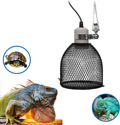 Vista 2 de Protector de lámpara de calor para reptiles con interruptor, emisor de calor de cerámica, antiquemaduras, soporte de lámpara de calefacción