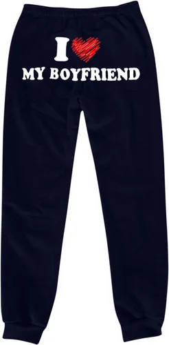 Vista 2 de I Love My Boyfriend - Pantalones deportivos a la moda, elásticos, de cintura alta, pantalones deportivos casuales de forro polar sueltos, pantalones