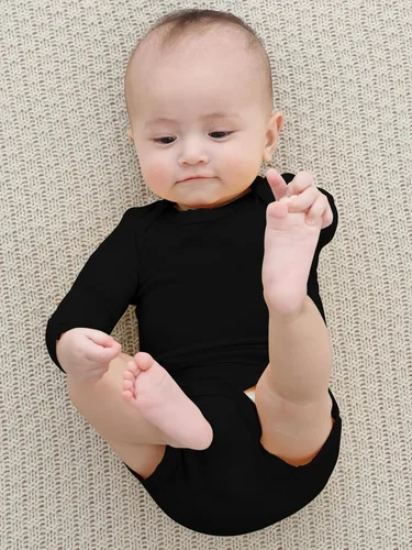 Vista 4 de Body para bebé con puños de manopla, rayón hecho de bambú, pijama de manga larga para niños y niñas