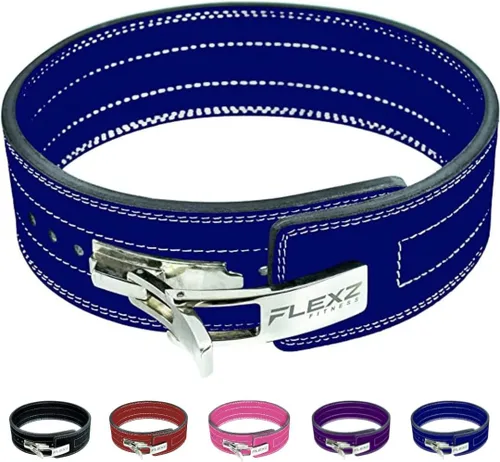 Vista 2 de Flexz Fitness Lever Weight Lifting Belt Leather - 10MM 13MM Powerlifting Gym Belts for Men & Women - Lower Back Support for Weightlifting Deadlifts