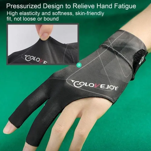 Vista 6 de Gofidin 2 guantes de piscina transpirables, de elastano, para mano izquierda, tres dedos, accesorios de entrenamiento de billar