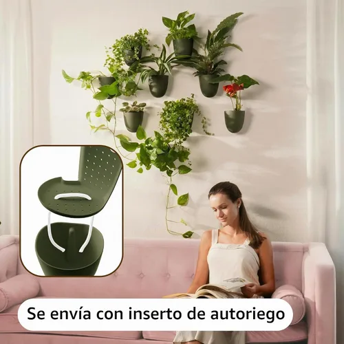 Vista 3 de Make Good PlantPod Luxe - Macetas de pared con riego automático (juego de 6, verde bosque), fáciles de regar e instalar, ligeras, diseña tu propio