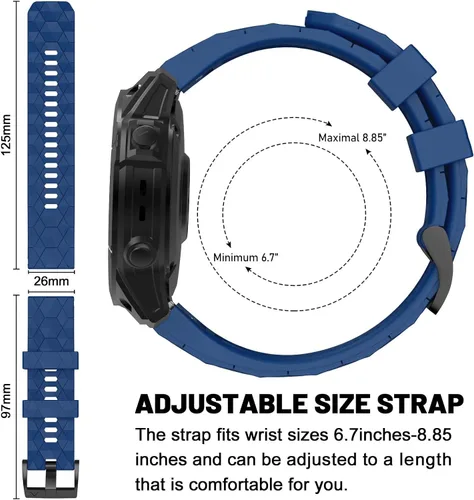 Vista 2 de Compatible con Garmin Fenix 7X Band 1.024 in de ancho, correas de reloj suaves de repuesto para Fenix 7X/Fenix 6X/Fenix 6X Pro/Fenix 5X/Fenix 5X