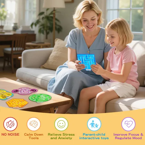 Vista 4 de Juguetes Fidget Blandos - Paquete de 5 Laberintos Sensoriales Fidget para Ansiedad y Alivio del Estrés, Niños con Autismo Artículos de Rincón
