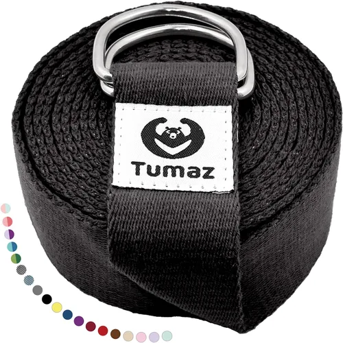 Vista 18 de Tumaz Yoga Strap for Stretching with Adjustable D-Ring, 6/8/10 ft Adjustable D-Ring Soft Cotton Blend 15+ Colors Non-Elastic Yoga Belt for