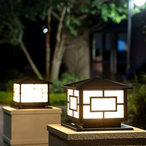 Vista 4 de Luces de pilar al aire libre, IP65 impermeable Columna Luces al aire libre a prueba de óxido de aluminio Pilar Accesorios de luz de columna de valla