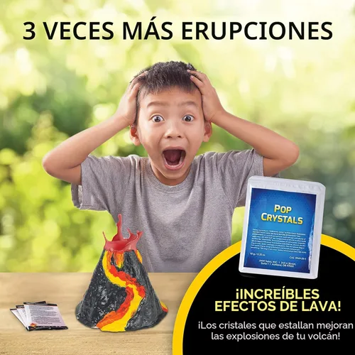 Vista 2 de Kit de Volcán Ultimate de National Geographic – Kit de ciencia volcánica en erupción para niños, 3 veces más erupciones, cristales pop que crean