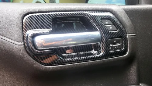 Vista 5 de Kit de tablero de consola central de fibra de carbono para Chevy Silverado/GMC Sierra 1500 2500 3500 2019-2026 (juego de 8 piezas)
