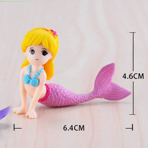 Vista 4 de Adorno de acuario de sirena para peceras y terrarios, figura de sirena de plástico rosa para jardines de hadas, paisajes de bricolaje y decoración