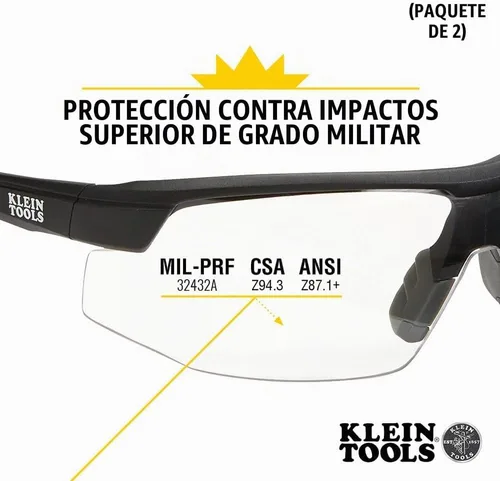 Vista 2 de KLEIN TOOLS 60171 Gafas de seguridad semicarco, lente transparente, paquete