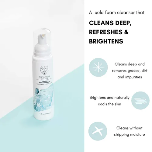 Vista 6 de Snow Fox Skin Care Limpiador de espuma refrescante, lavado facial sin SLS con aloe vera orgánico y agua de menta, fórmula suave, no seca para pieles